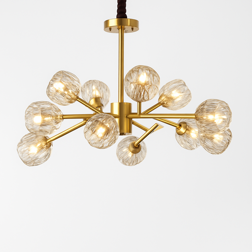 Lustre design à LED doré avec boule en cristal Luxury