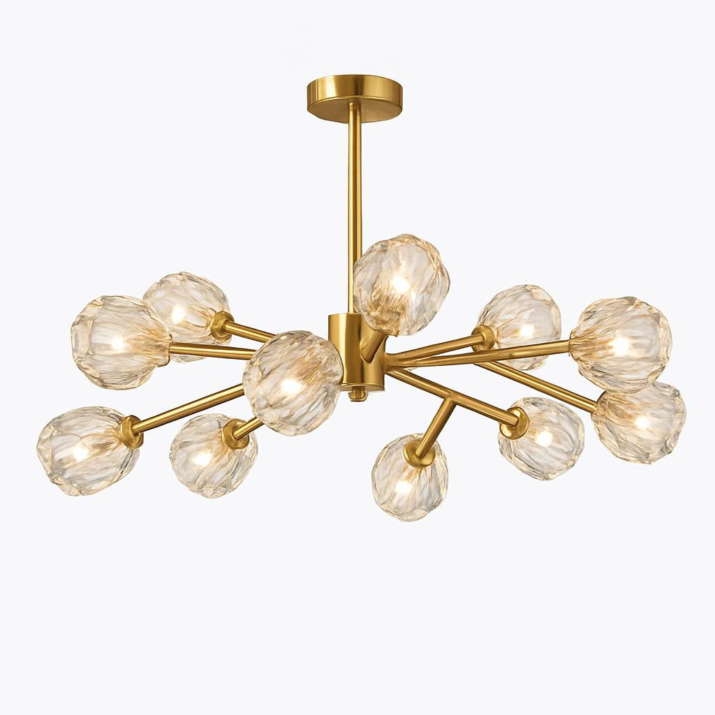 Lustre design à LED doré avec boule en cristal Luxury