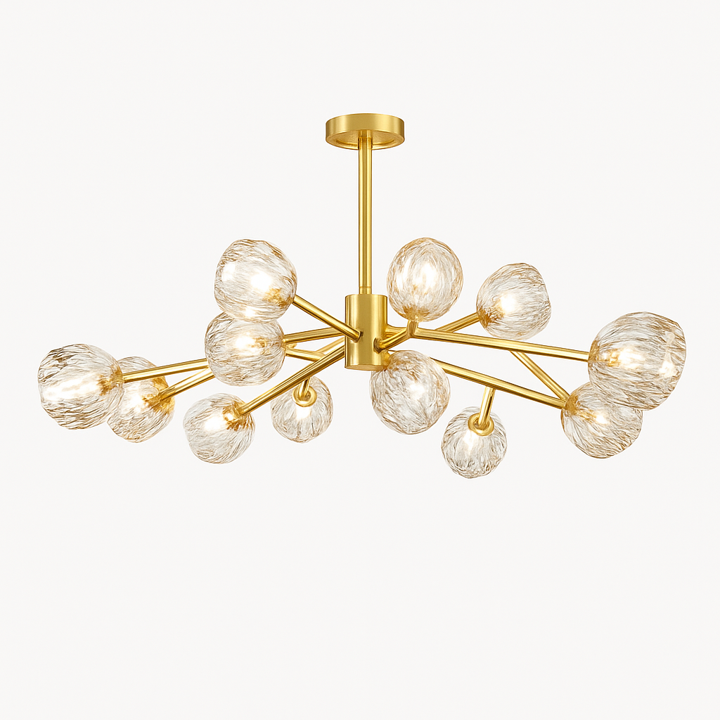 Lustre design à LED doré avec boule en cristal Luxury