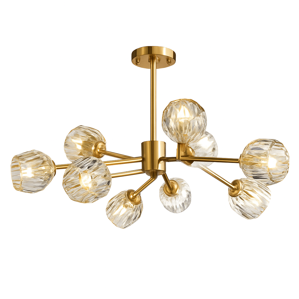 Lustre design à LED doré avec boule en cristal Luxury