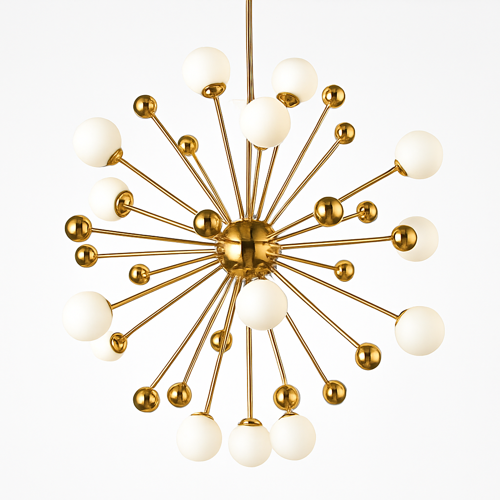 Lustre design LED doré avec plusieurs boule en verre Creative