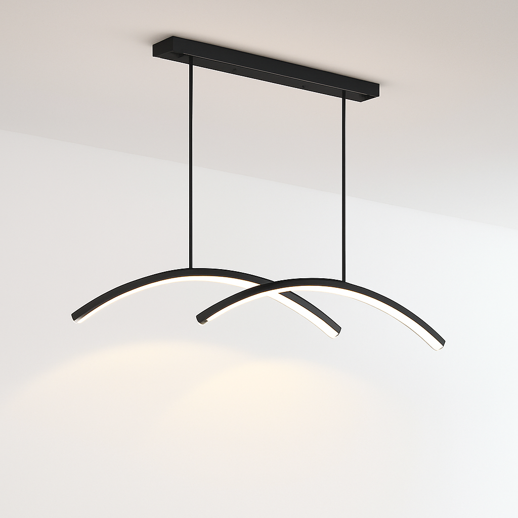 Lustre design LED en forme d'arc métallique Roxanna