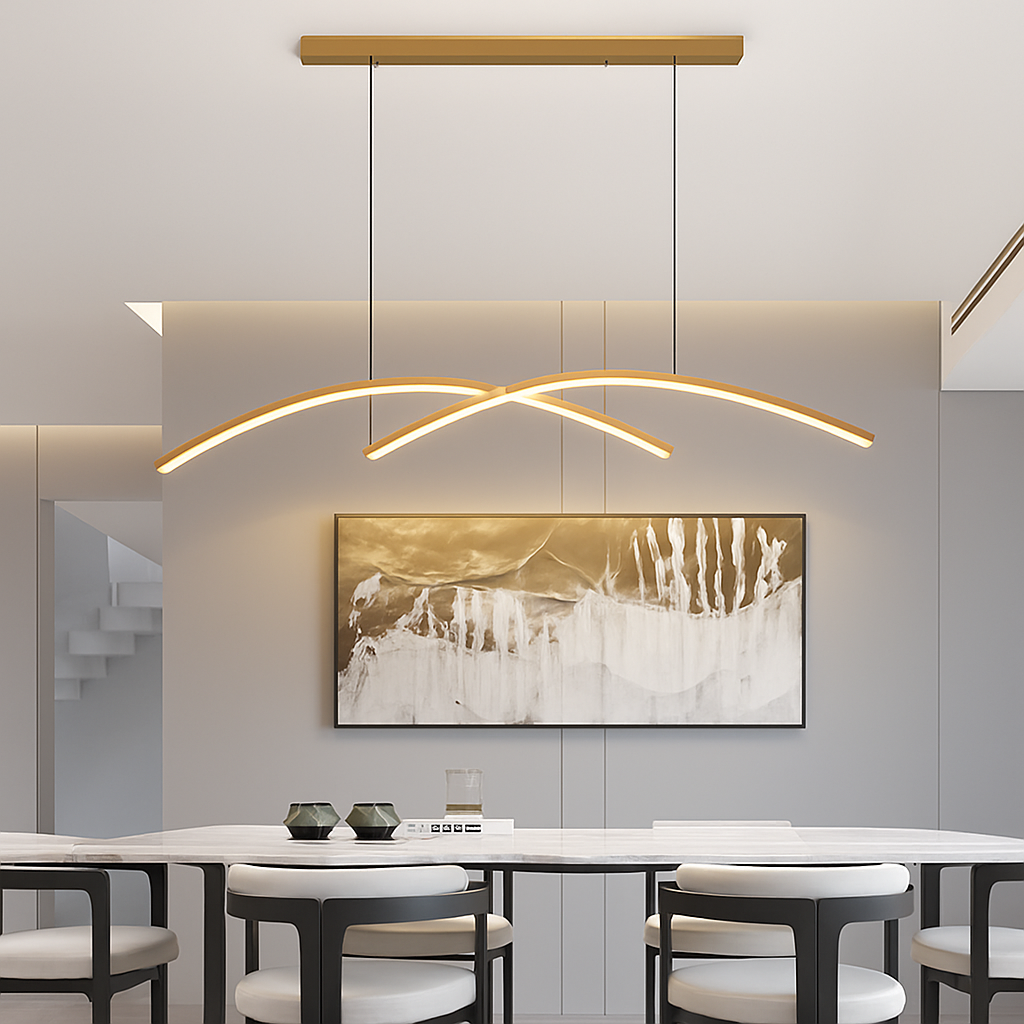 Lustre design LED en forme d'arc métallique Roxanna