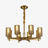 Lustre design LED en métal avec plusieurs abat-jours dorés Luxury