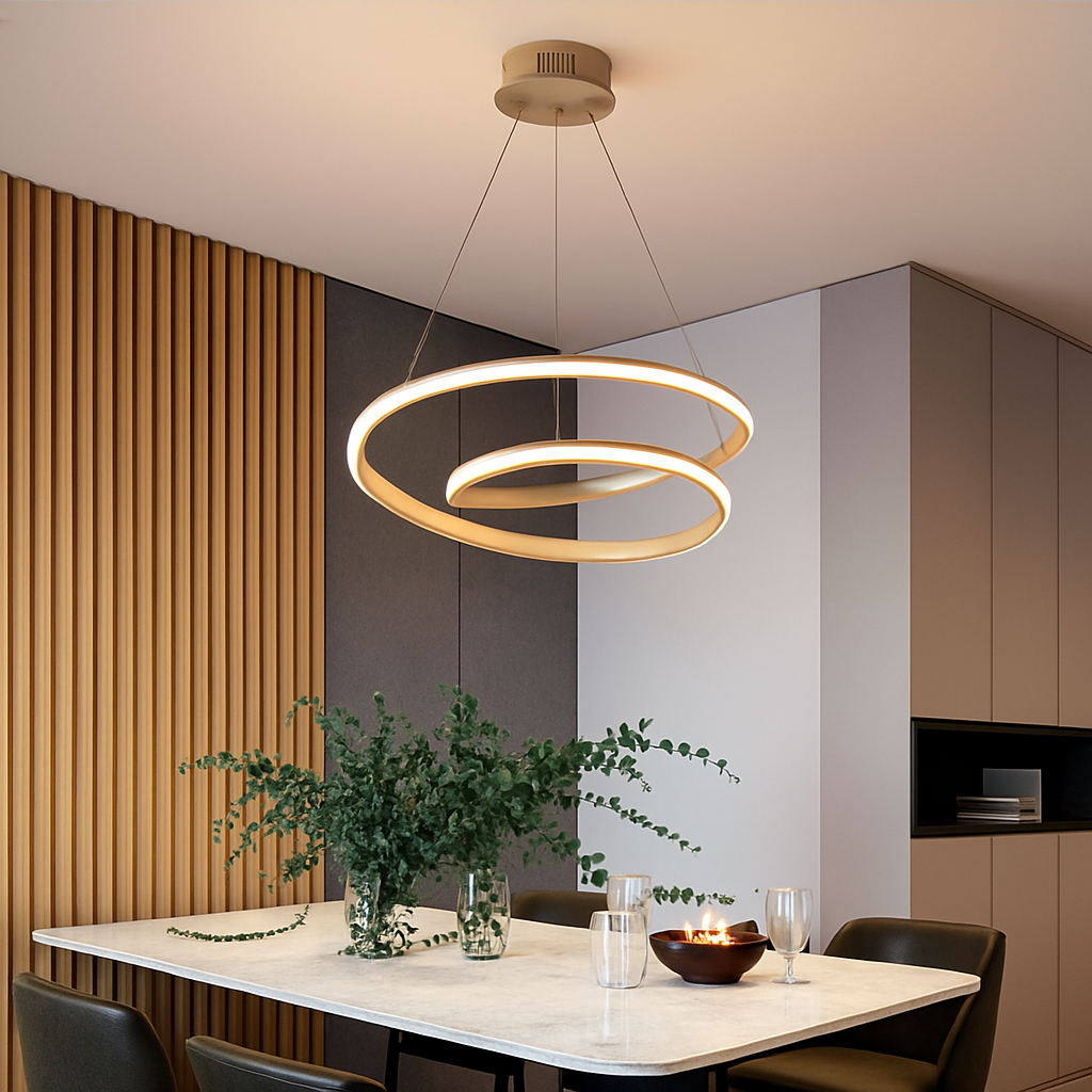 Lustre design à LED en spirale en aluminium Mooskolin