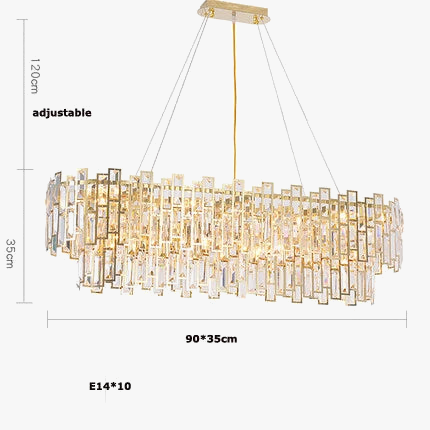 lustre design led moderne en cristal argenté et doré suspendu