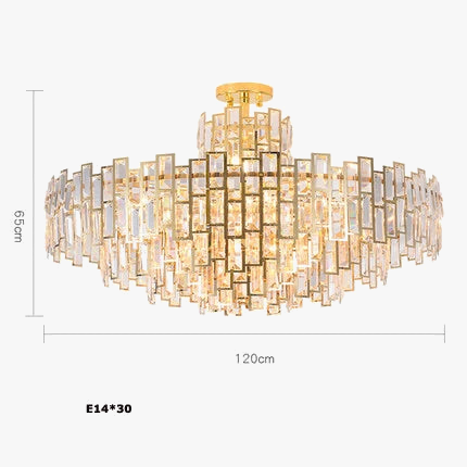 lustre design led moderne en cristal argenté et doré suspendu