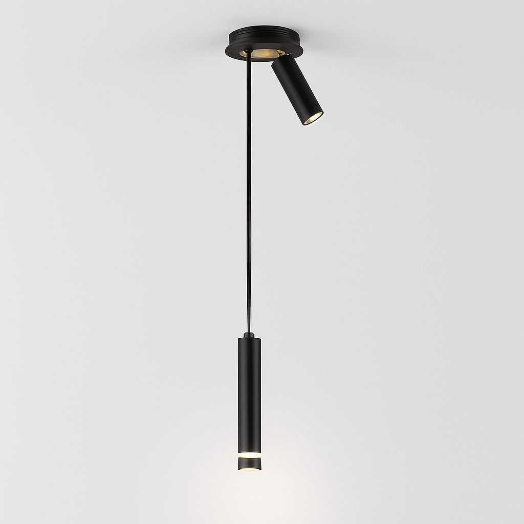 Lustre design LED tube lumineux doré ou noir Amias