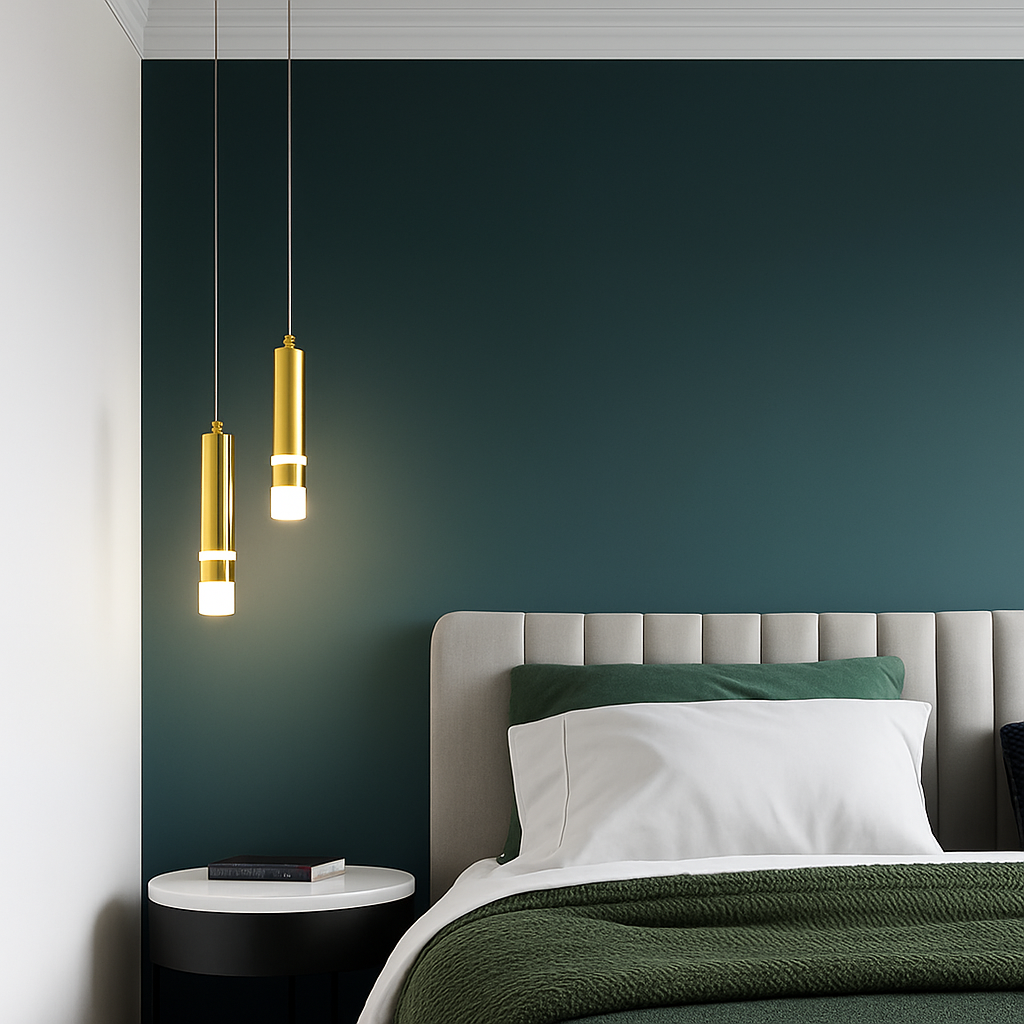 Lustre design LED tube lumineux doré ou noir Amias