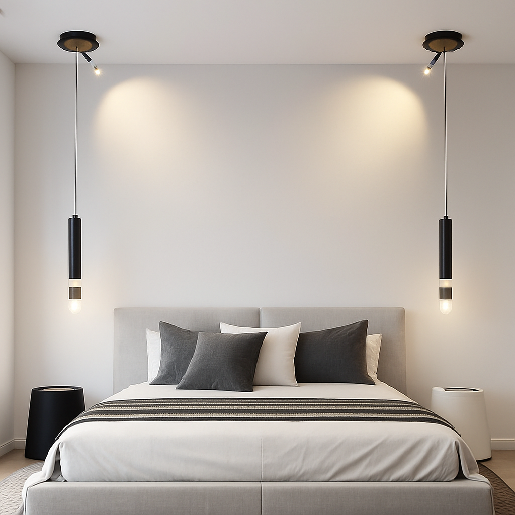 Lustre design LED tube lumineux doré ou noir Amias