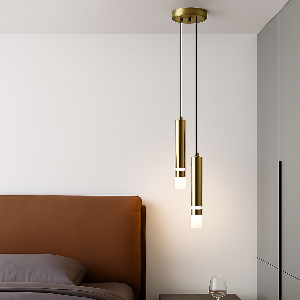 Lustre design LED tube lumineux doré ou noir Amias