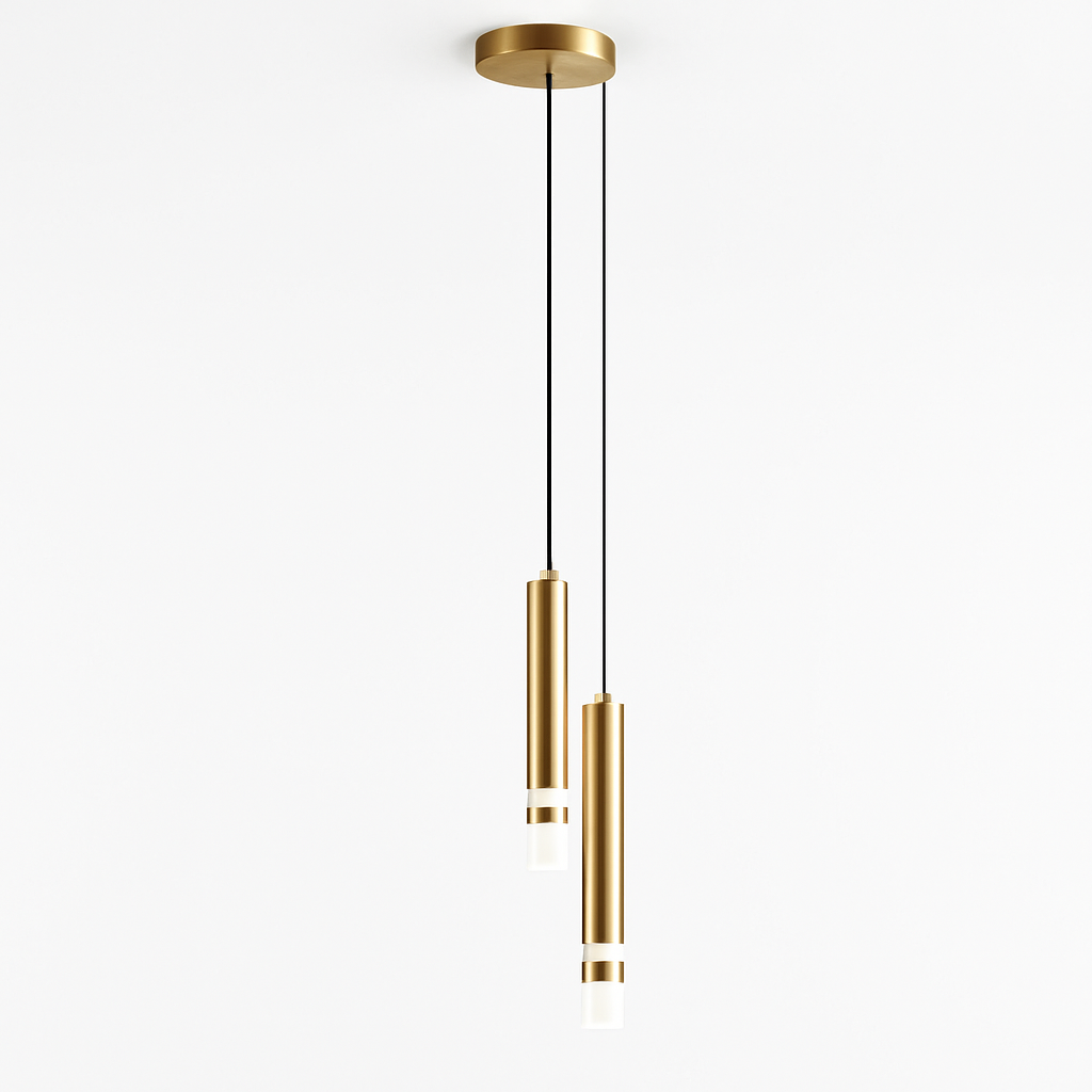 Lustre design LED tube lumineux doré ou noir Amias