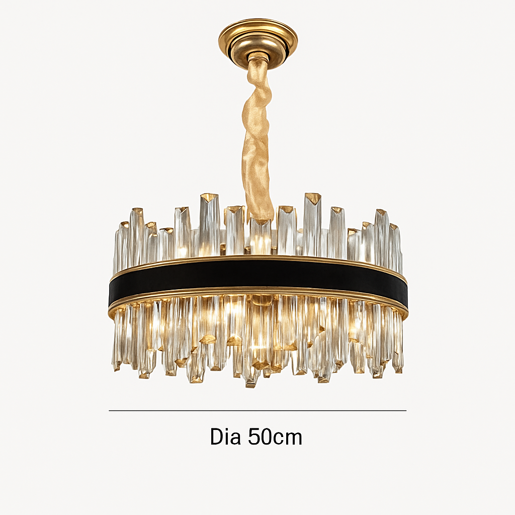lustre design luxe vintage 	 led cuir cristal élégant