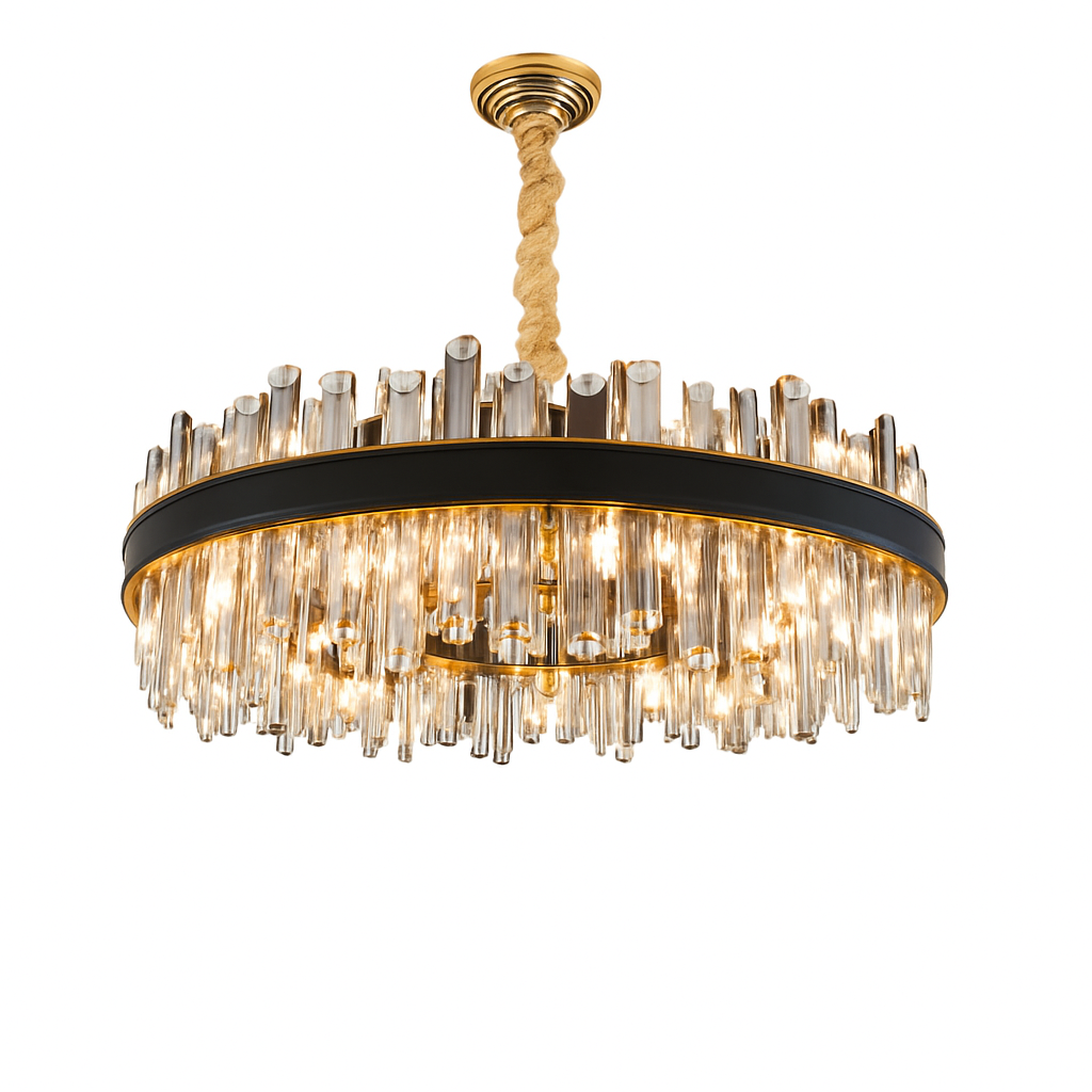 lustre design luxe vintage 	 led cuir cristal élégant
