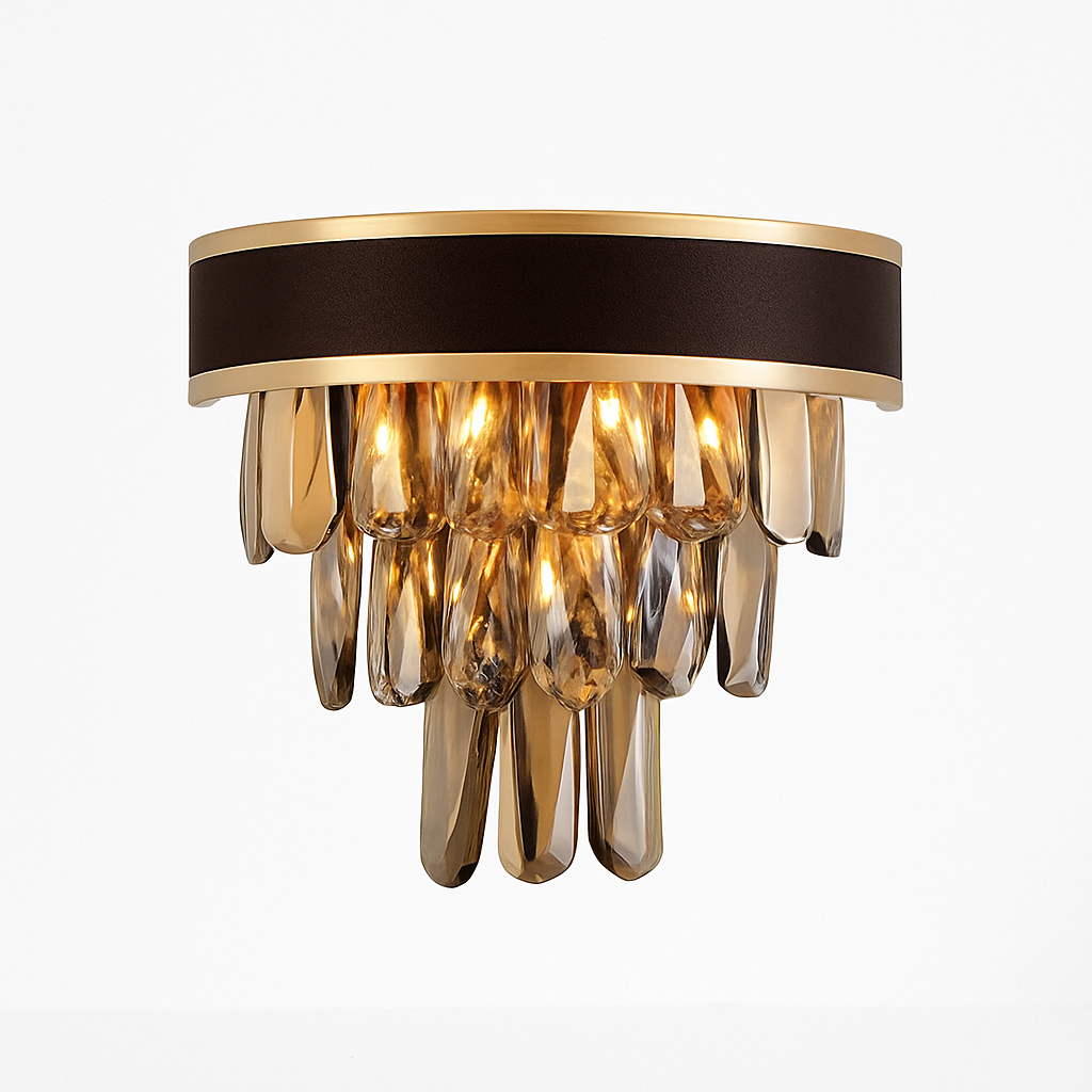 lustre design luxe vintage 	 led cuir cristal élégant