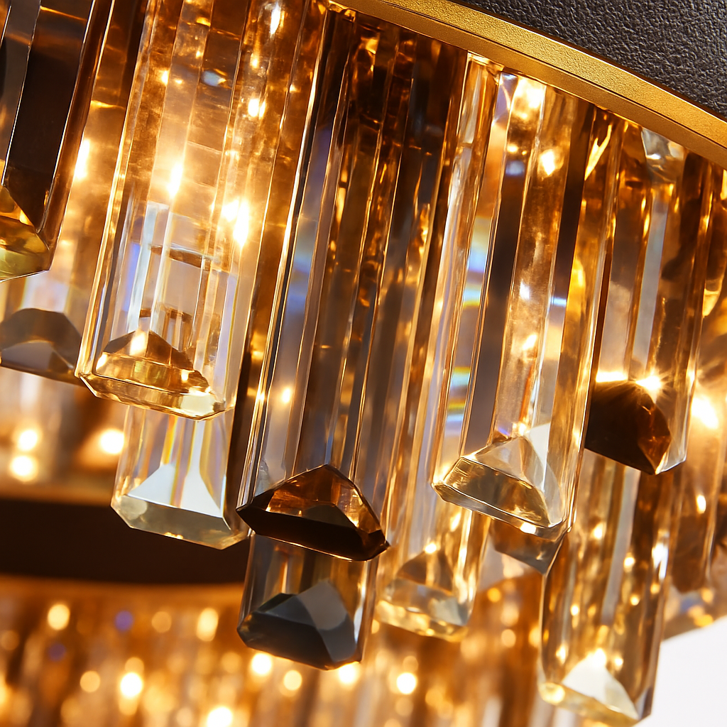 lustre design luxe vintage 	 led cuir cristal élégant