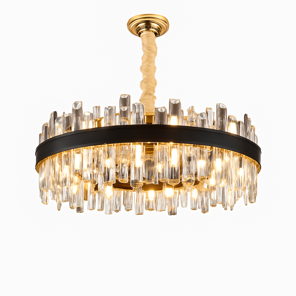 lustre design luxe vintage 	 led cuir cristal élégant