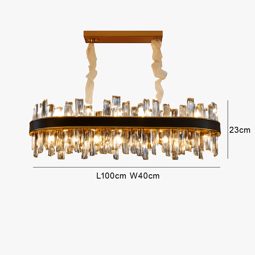 lustre design luxe vintage 	 led cuir cristal élégant