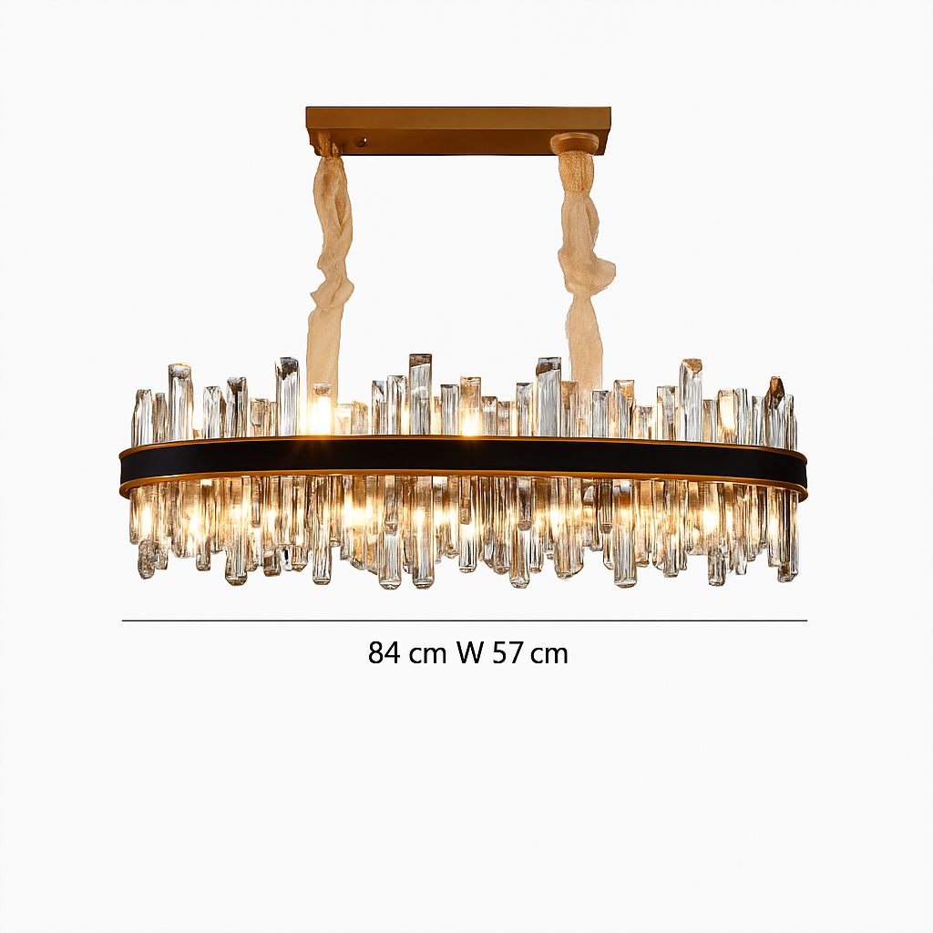lustre design luxe vintage 	 led cuir cristal élégant