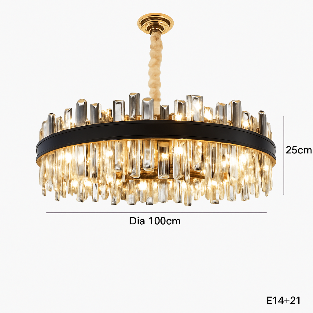 lustre design luxe vintage 	 led cuir cristal élégant