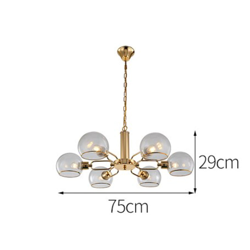Lustre design moderne doré avec boules de verre Glass