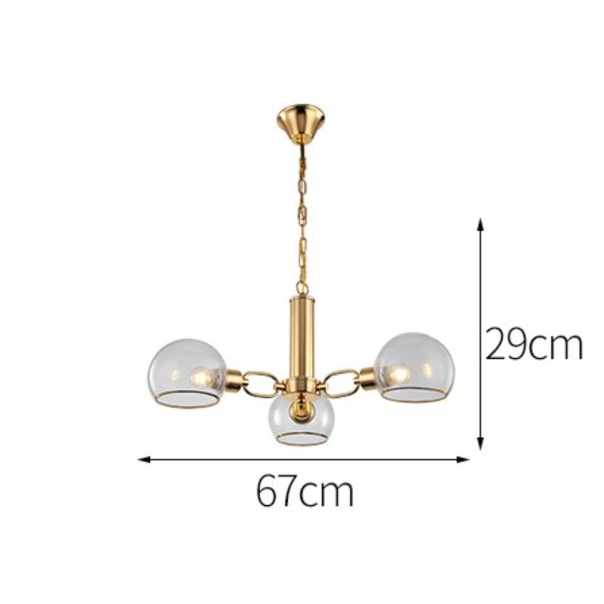 Lustre design moderne doré avec boules de verre Glass