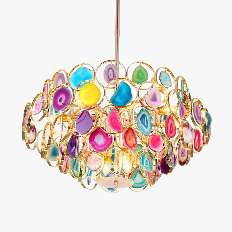lustre design moderne en agate colorée pour intérieur