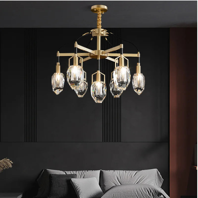 lustre design moderne en cristal avec abat-jour fantaisie