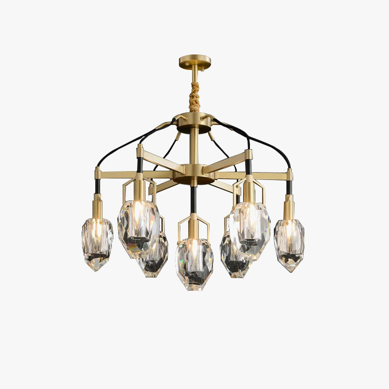 lustre design moderne en cristal avec abat-jour fantaisie