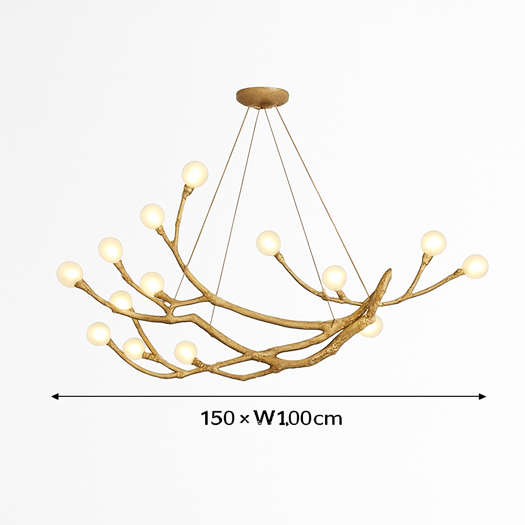 Lustre design moderne en forme de branches d'arbres avec plusieurs lampes LED