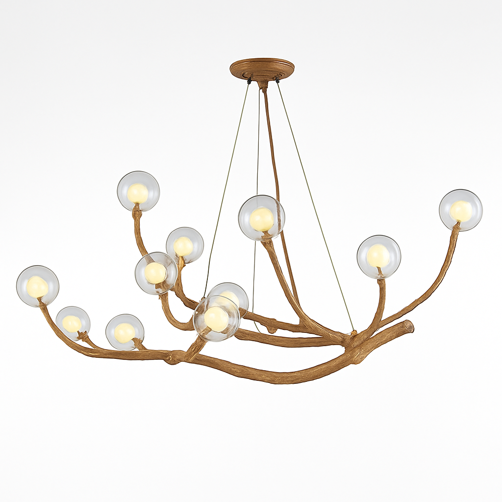 Lustre design moderne en forme de branches d'arbres avec plusieurs lampes LED
