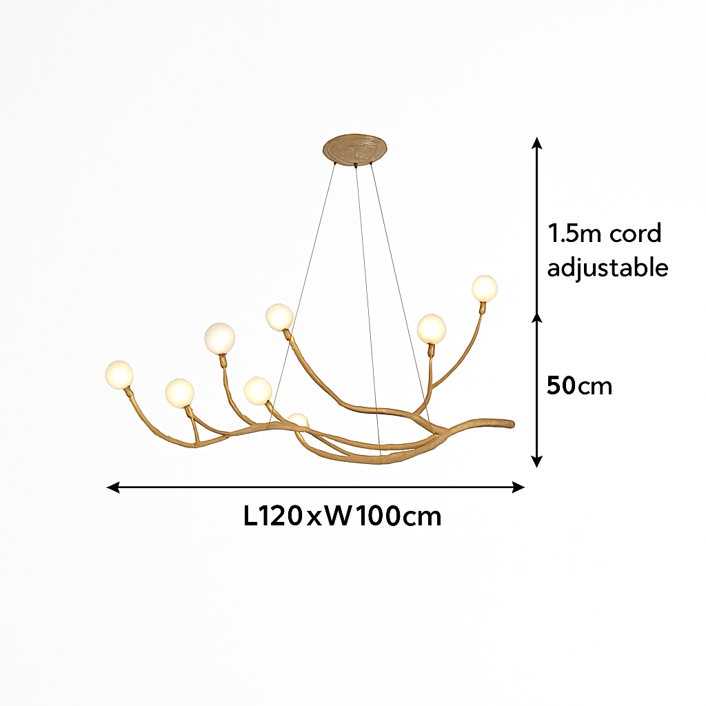 Lustre design moderne en forme de branches d'arbres avec plusieurs lampes LED