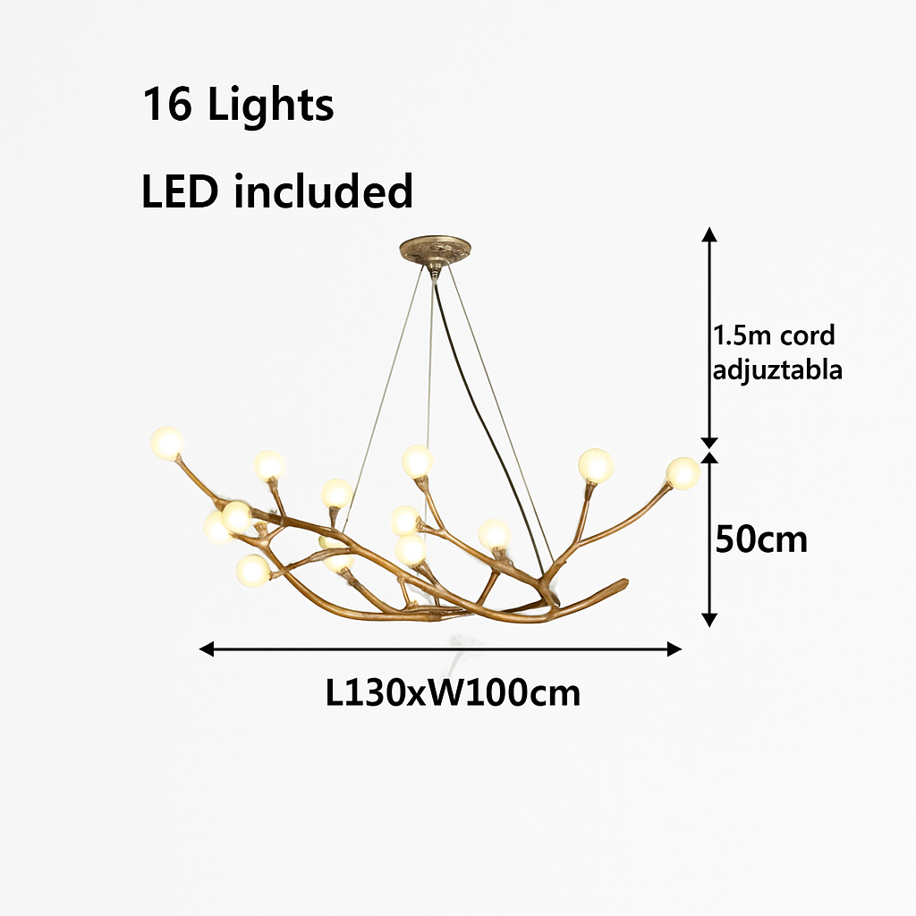 Lustre design moderne en forme de branches d'arbres avec plusieurs lampes LED