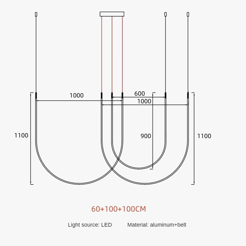 lustre design moderne en forme de u pour espaces industriels et créatifs