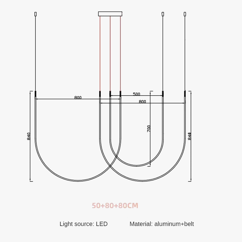 lustre design moderne en forme de u pour espaces industriels et créatifs
