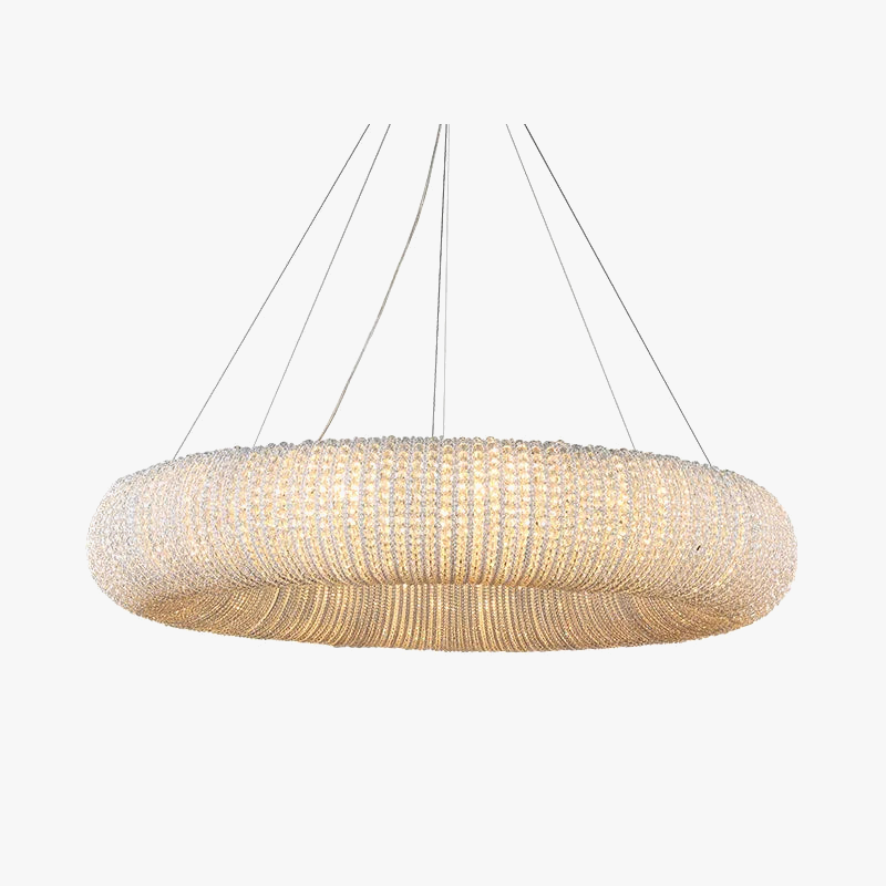 lustre design moderne à led avec anneau en cristal