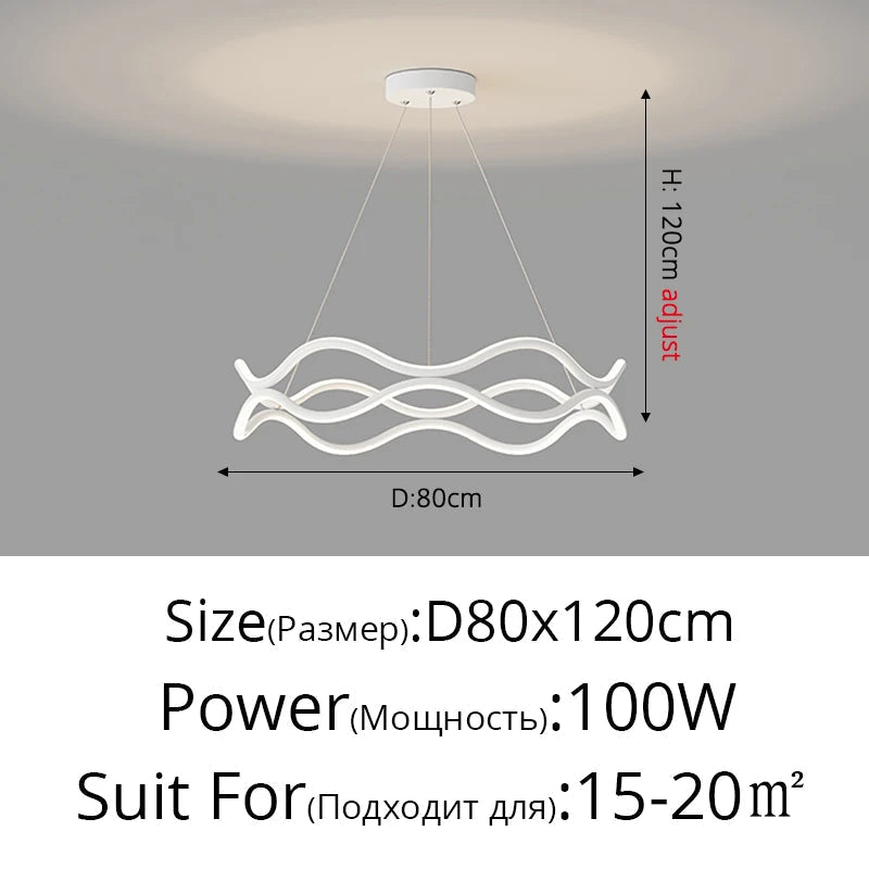 lustre design nordique ligne ondulée et lumière principale