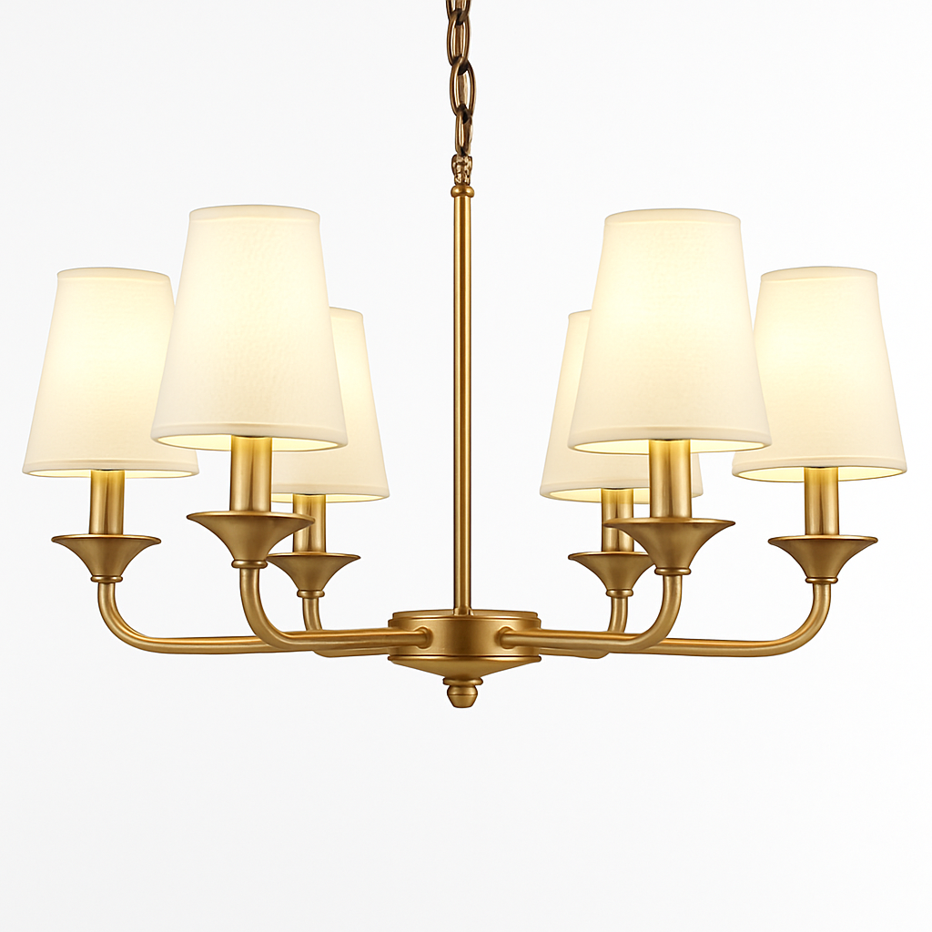 Lustre doré avec abat-jours Royal