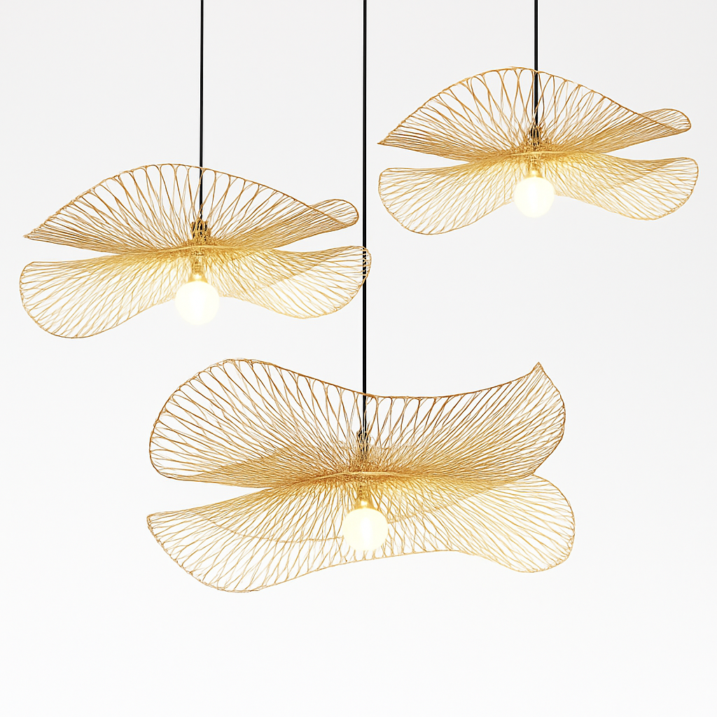 lustre en bambou artisanal style chinois pour décoration intérieure