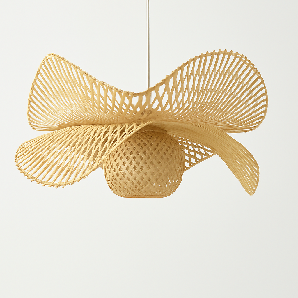 lustre en bambou artisanal style chinois pour décoration intérieure
