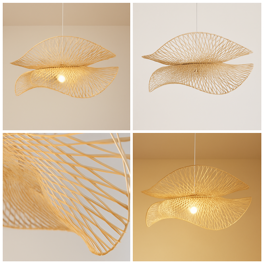 lustre en bambou artisanal style chinois pour décoration intérieure
