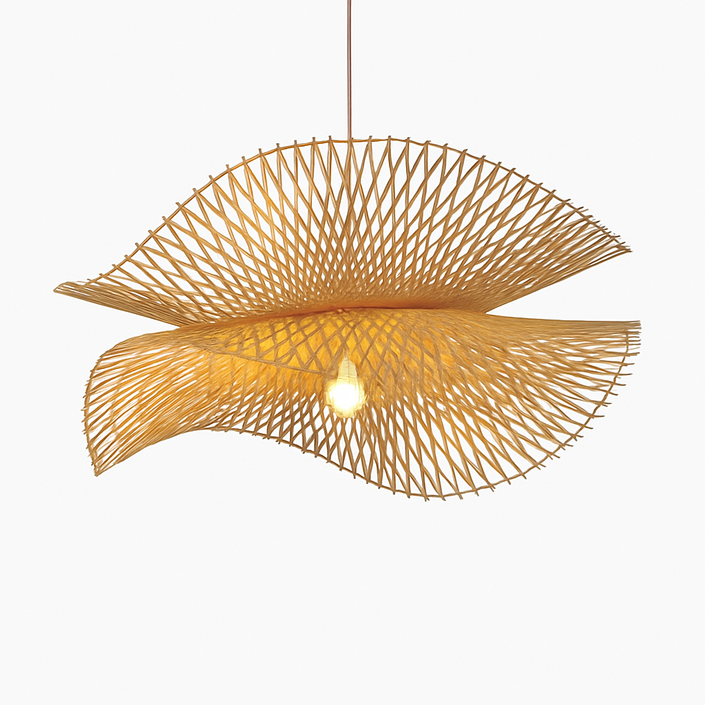 lustre en bambou artisanal style chinois pour décoration intérieure