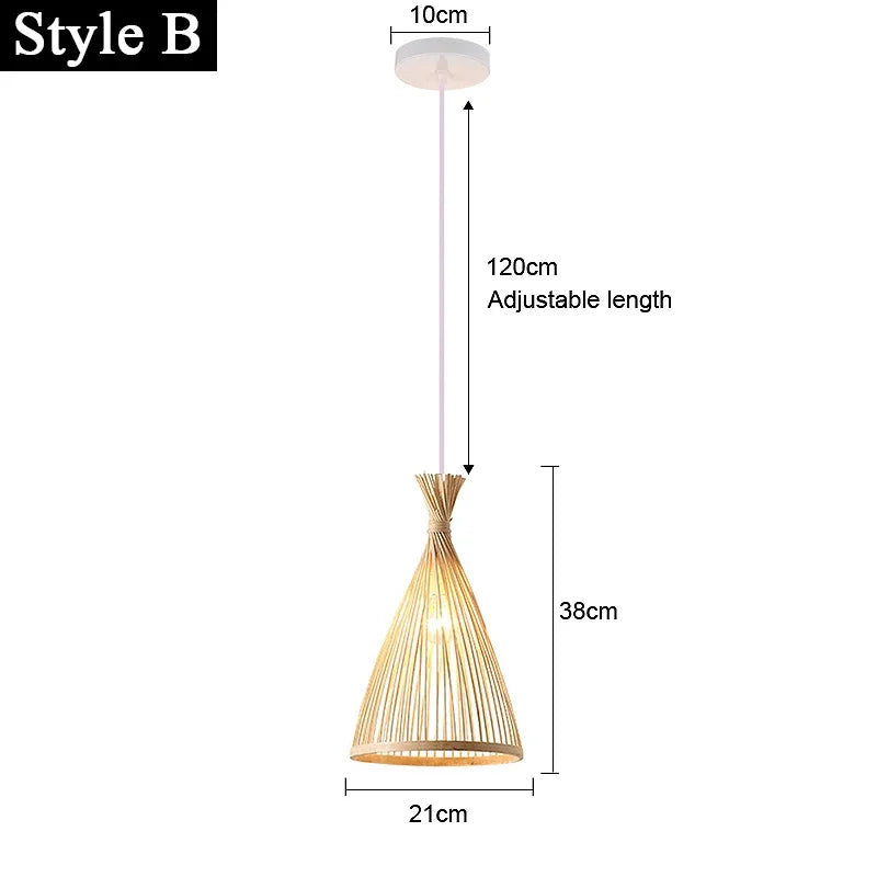 lustre en bambou japonais style chinois en rotin tissé