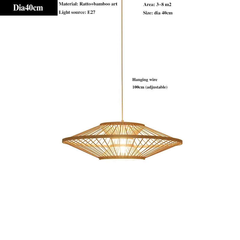 lustre en bambou style rétro pour décoration intérieure