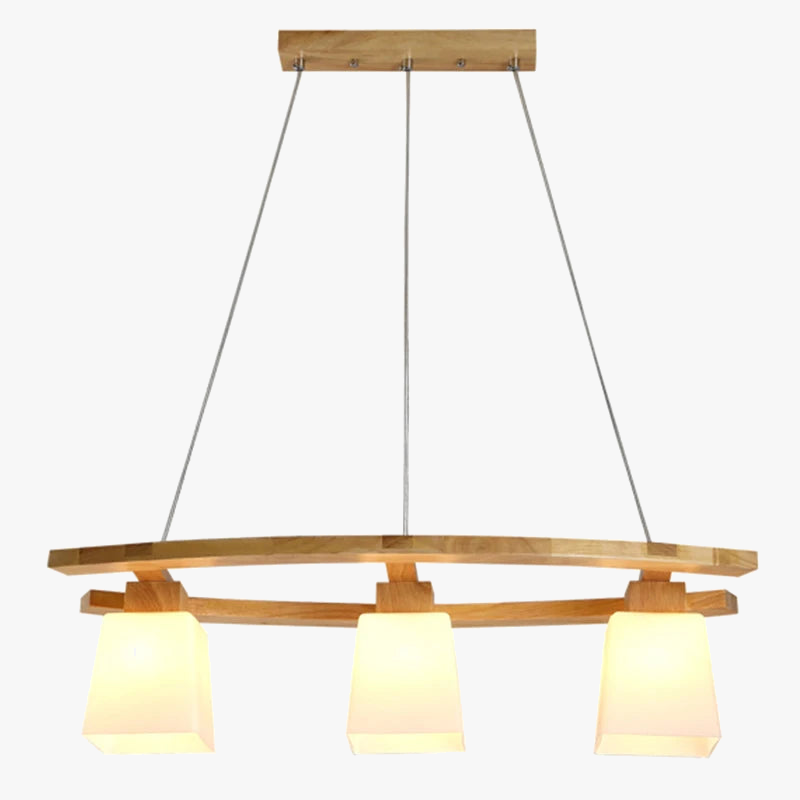 lustre en bois créatif suspendu trois têtes pour restaurant café