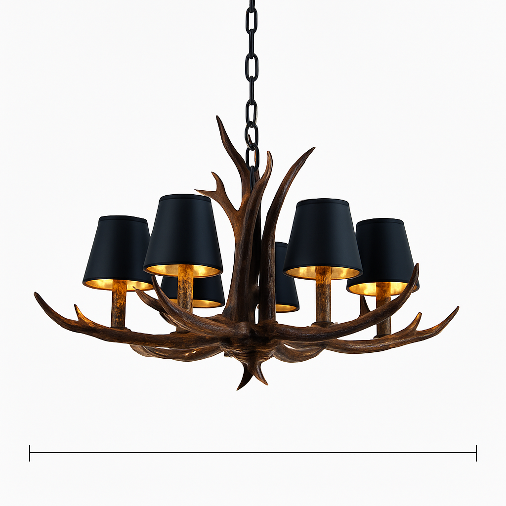 lustre en bois de cerf style vintage pour intérieur rustique