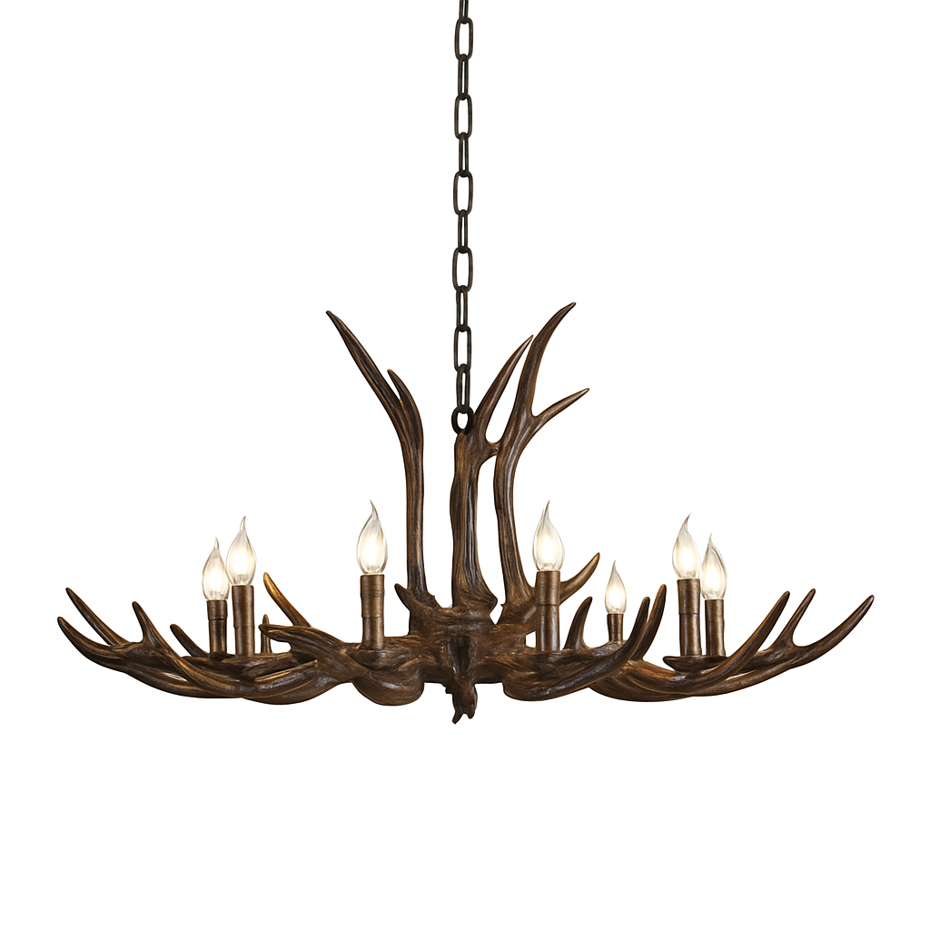 lustre en bois de cerf style vintage pour intérieur rustique
