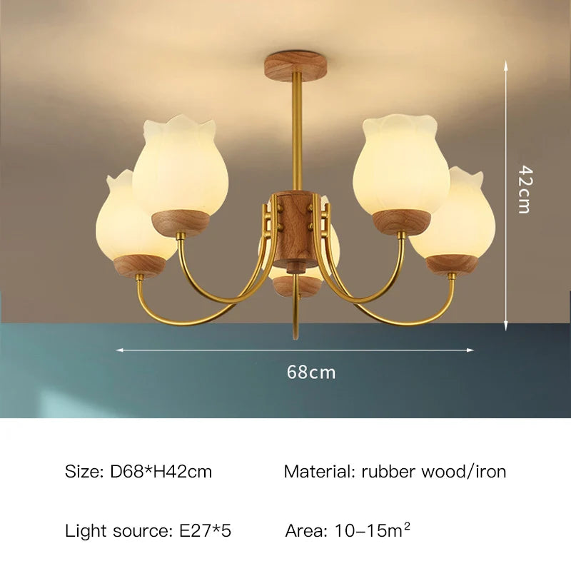 lustre en bois design moderne éclairage led pour chambre enfant