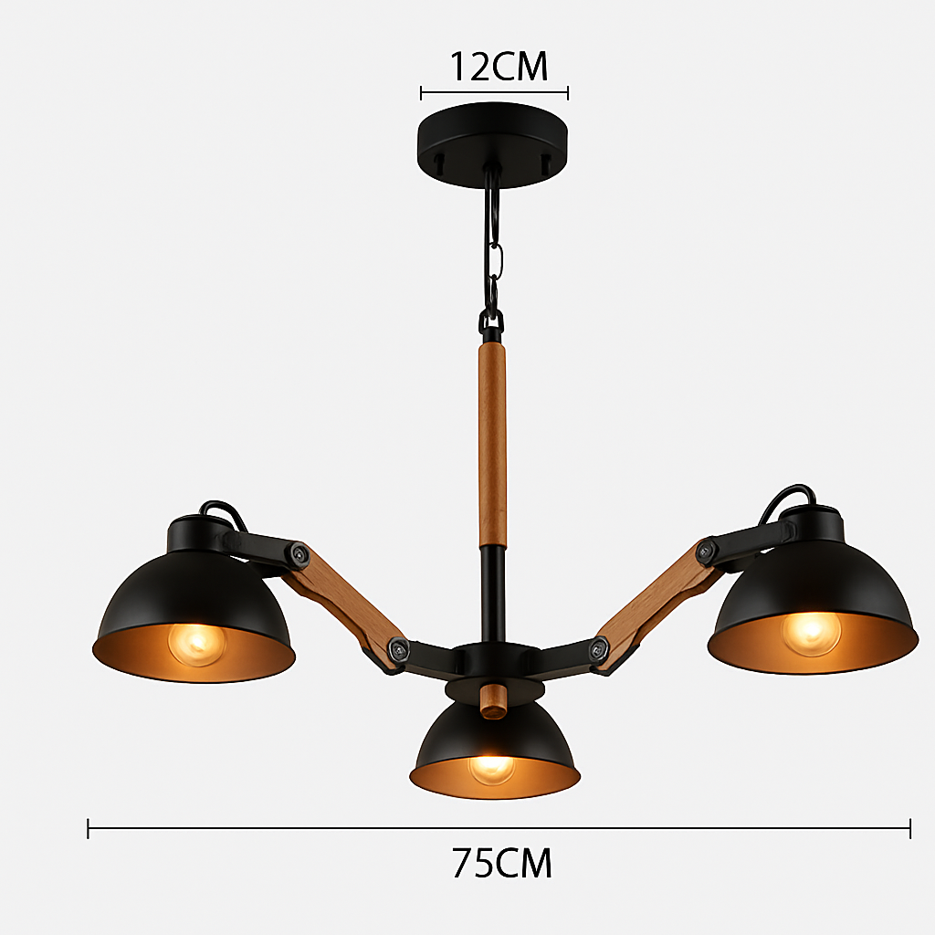 Lustre en bois et métal antique rustique Country