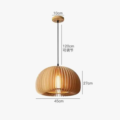lustre en bois japonais style nordique rétro citrouille pour intérieur